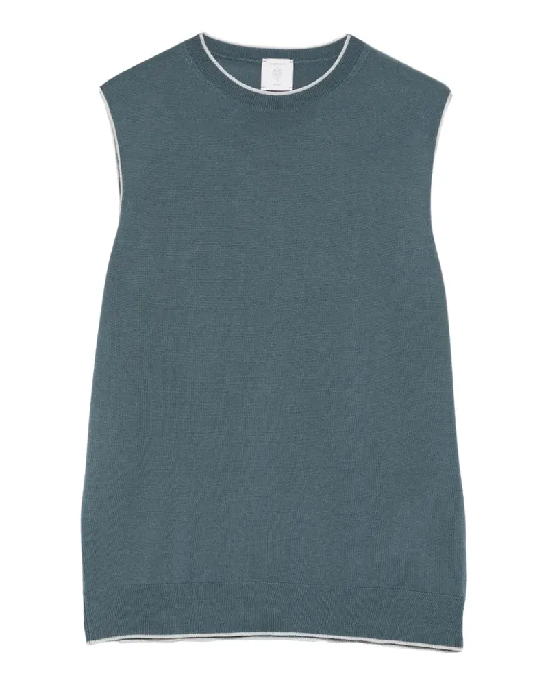 Eleventy Pullover mit Kontrastbesatz - Grün Grün
