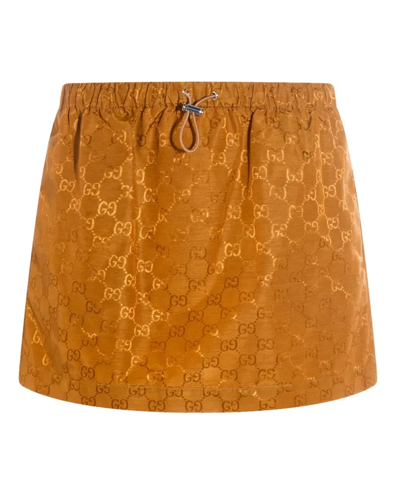 Gucci Minirock mit Kordelzug und Monogramm - Braun Braun