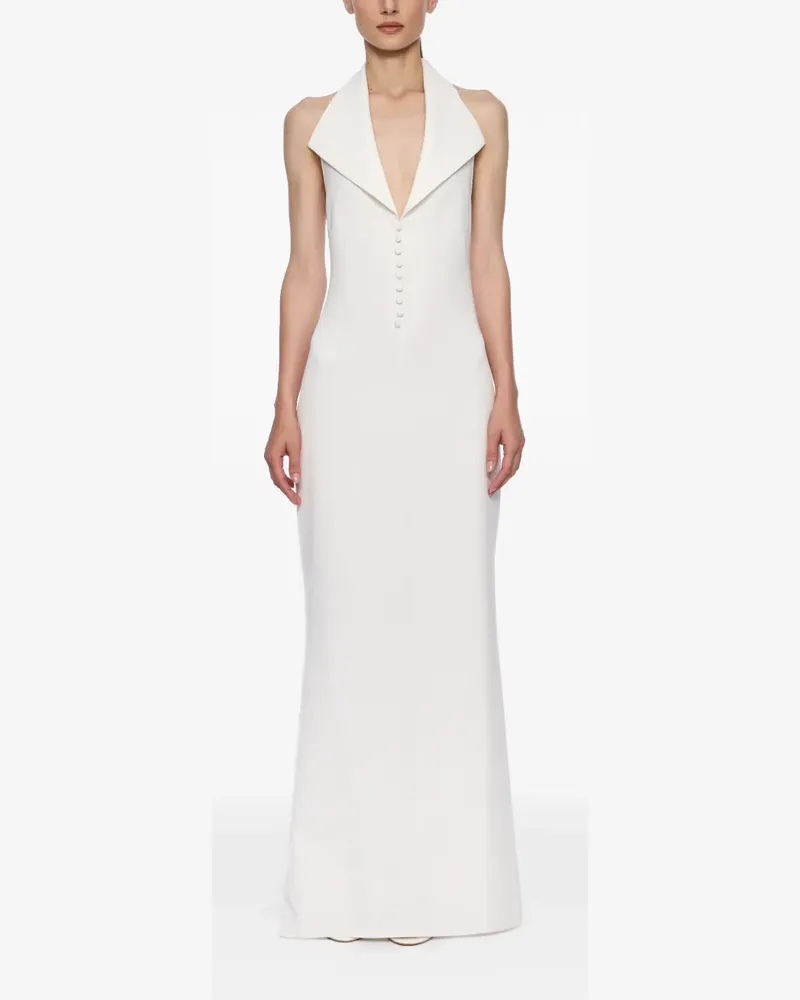 ATU Body Couture Geknöpftes Neckholder-Maxikleid - Weiß Weiß