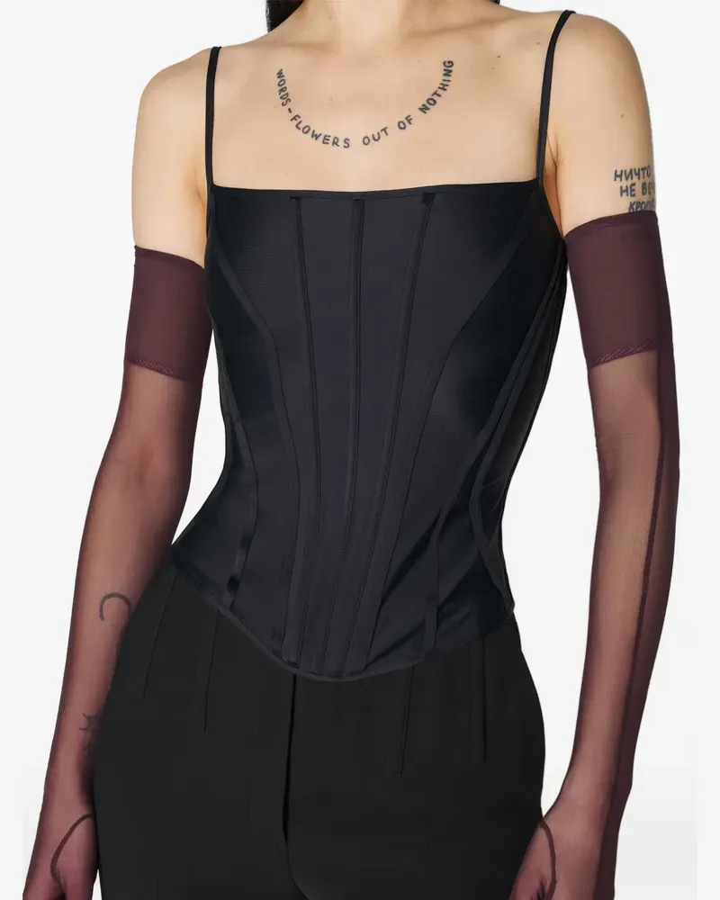 Thierry Mugler Bustier-Top mit Knochen - Schwarz Schwarz