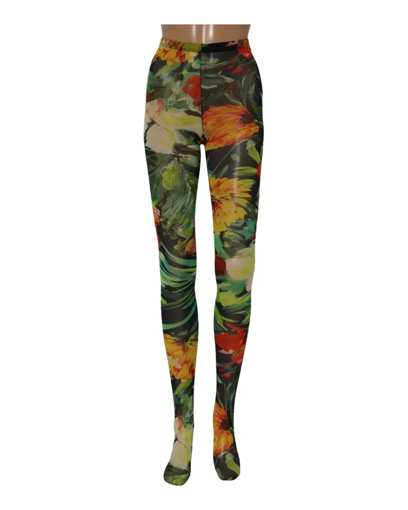 Dolce & Gabbana floral-print tights - Schwarz Schwarz