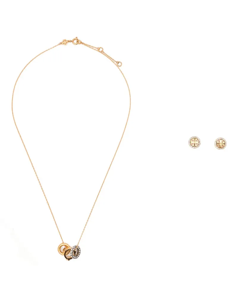 Tory Burch Miller crystal-embellished necklace and earring set - Gold Gold