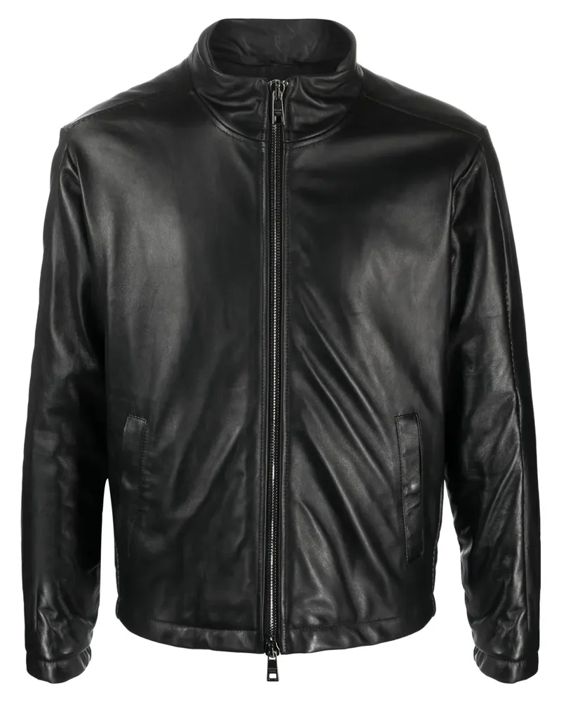 Giorgio Brato Lederjacke mit Reißverschluss - Schwarz Schwarz