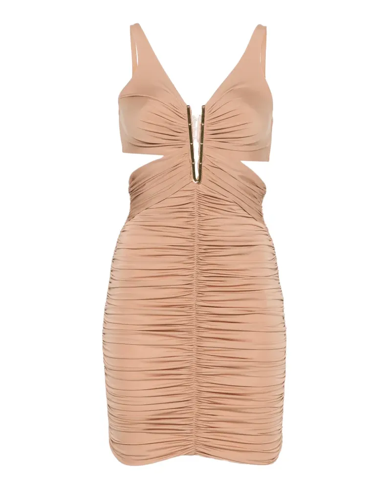 Elisabetta Franchi Gerafftes Minikleid mit Cut-Out - Nude Nude