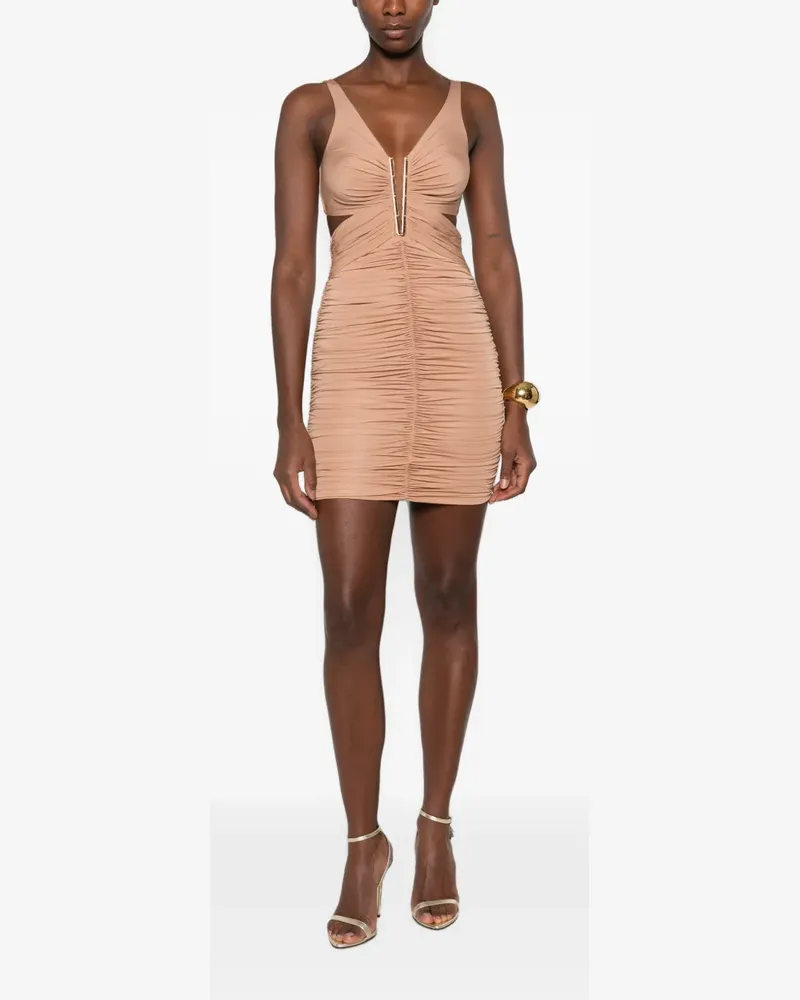 Elisabetta Franchi Gerafftes Minikleid mit Cut-Out - Nude Nude
