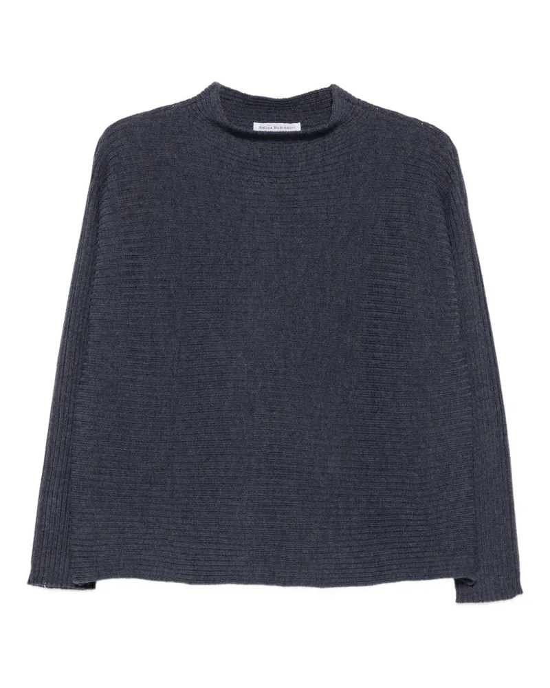 Amina Rubinacci Gerippter Abaco Pullover mit Stehkragen - Blau Blau