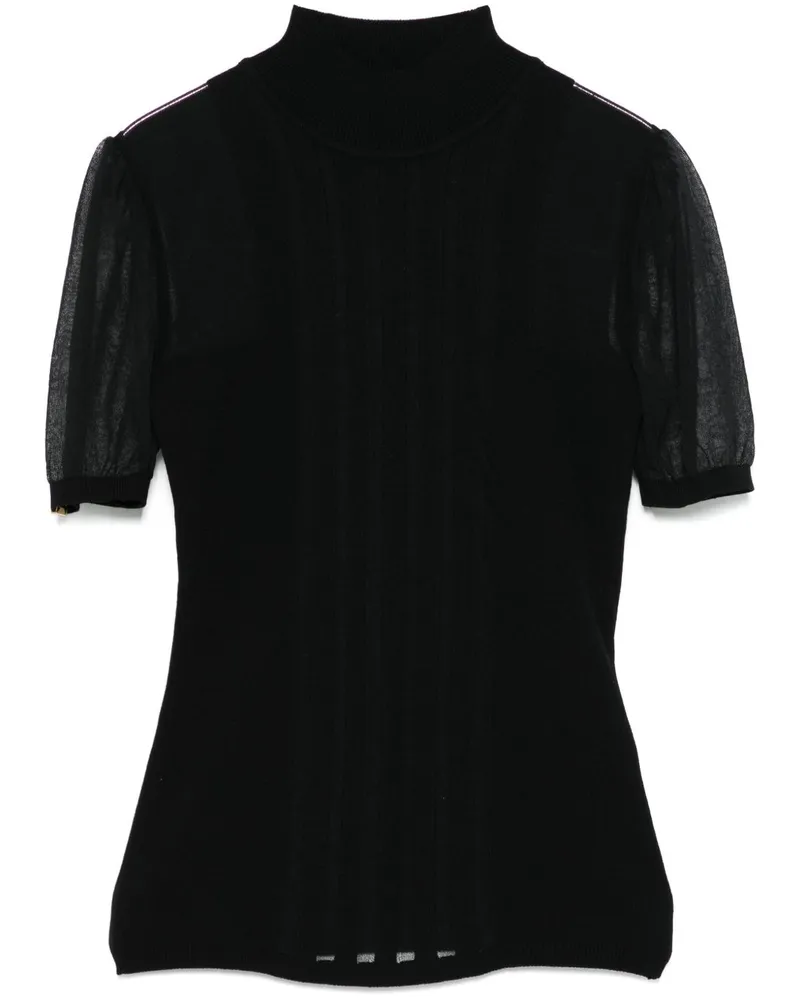 Elisabetta Franchi Oberteil mit Stehkragen - Schwarz Schwarz