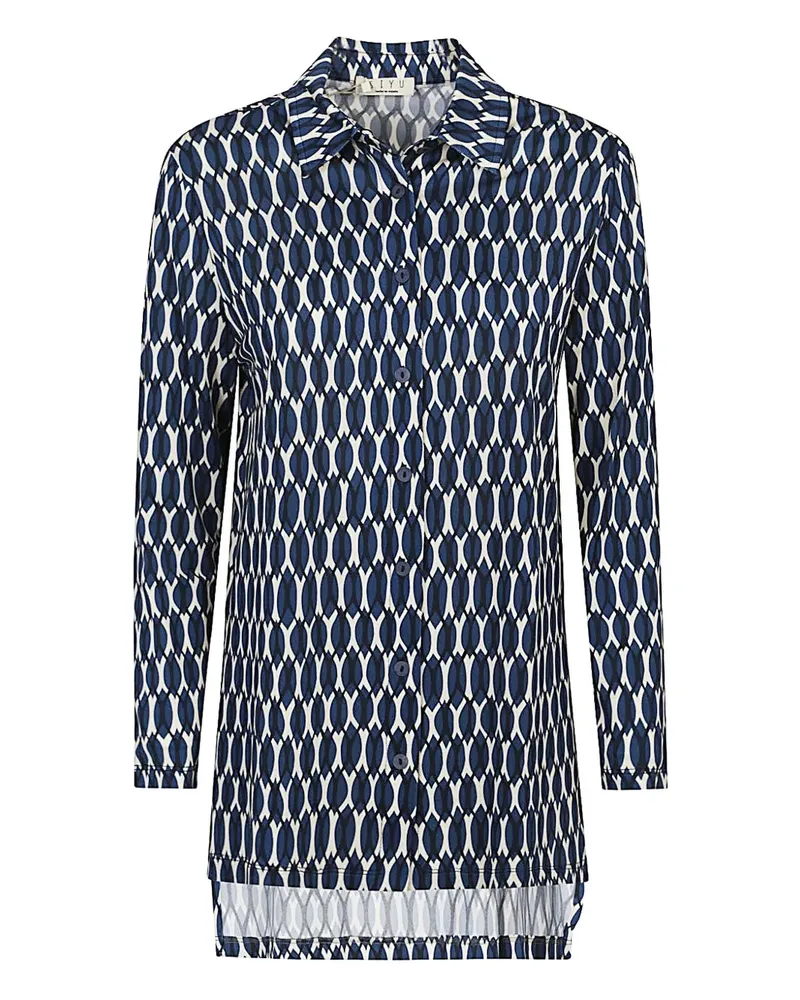 SIYU polo-collar long-sleeve shirt - Blau Blau