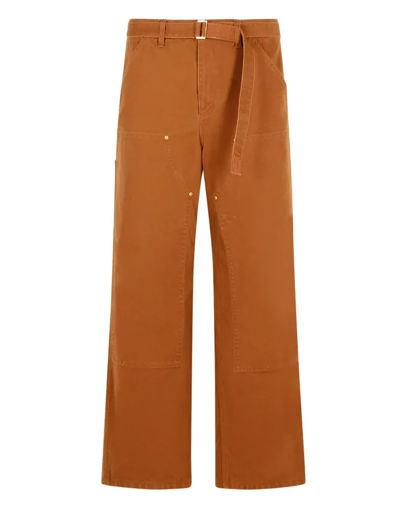 Sacai Gerade Hose mit Double Ring-Schnalle - Braun Braun