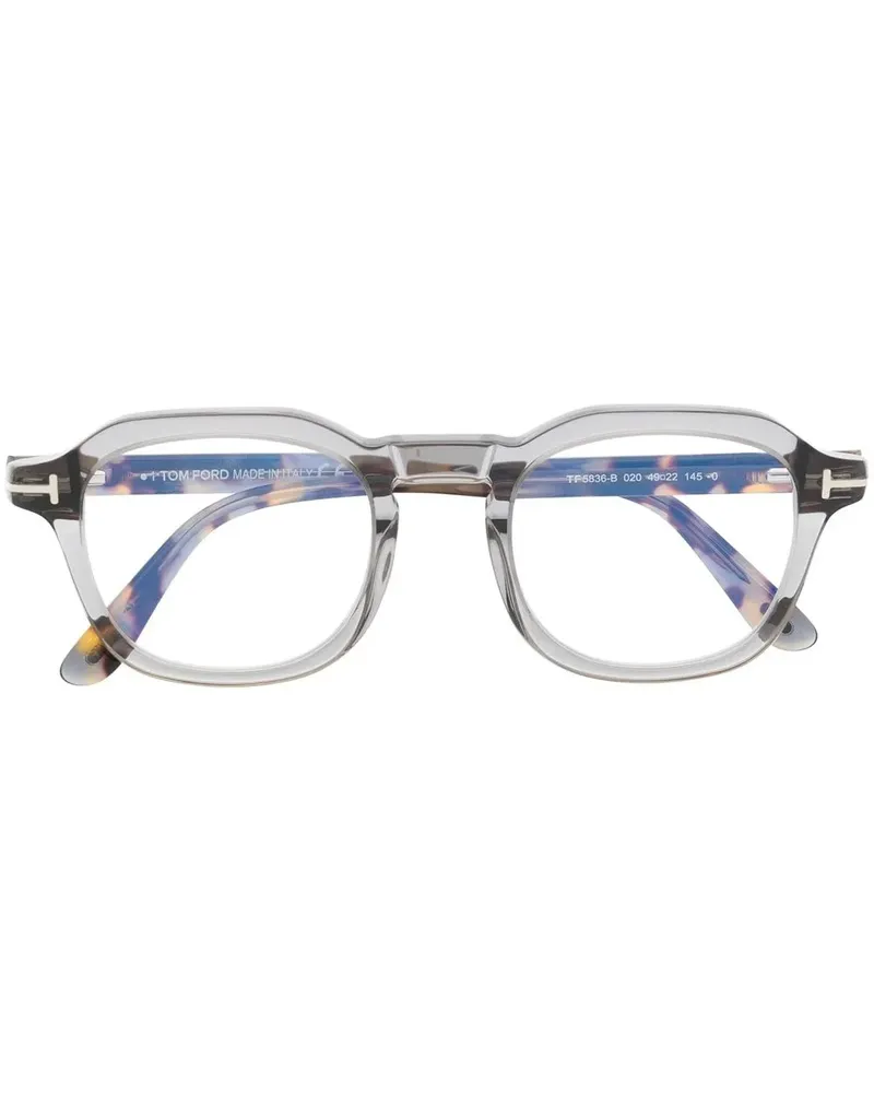 Tom Ford Eckige Brille in Colour-Block-Optik - Grau Grau