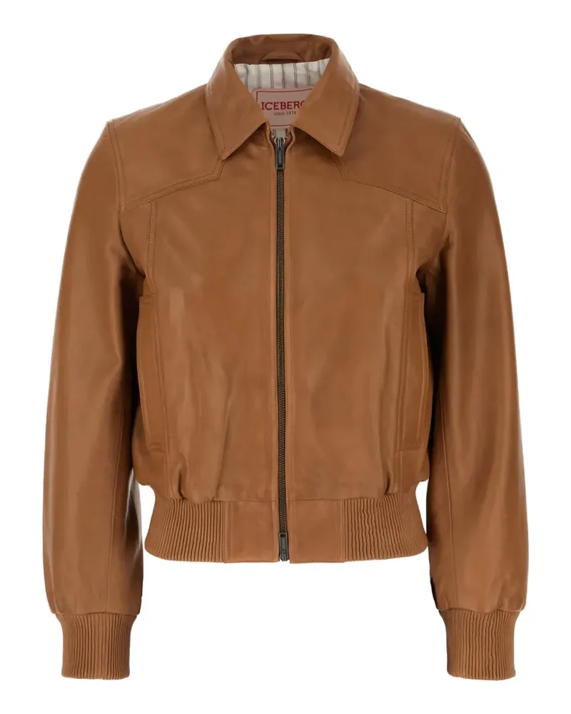 Iceberg leather bomber jacket - Braun Braun