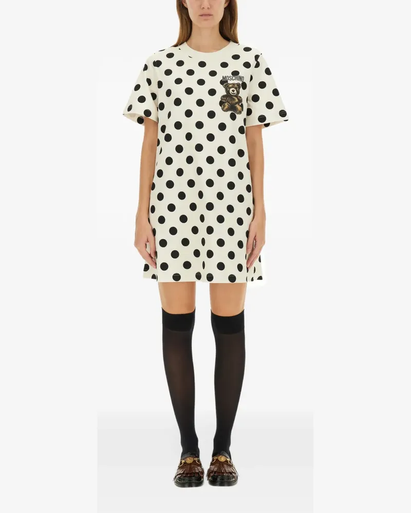 Moschino Teddy-Minikleid mit Polka Dots - Weiß Weiß