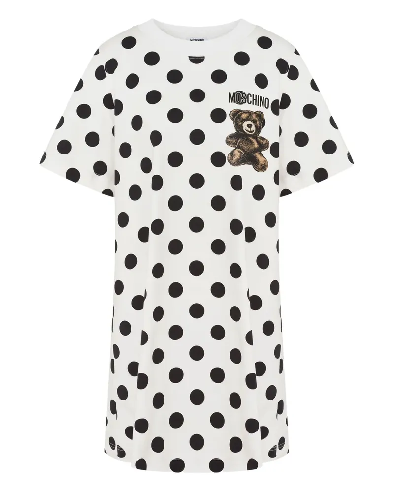 Moschino Teddy-Minikleid mit Polka Dots - Weiß Weiß
