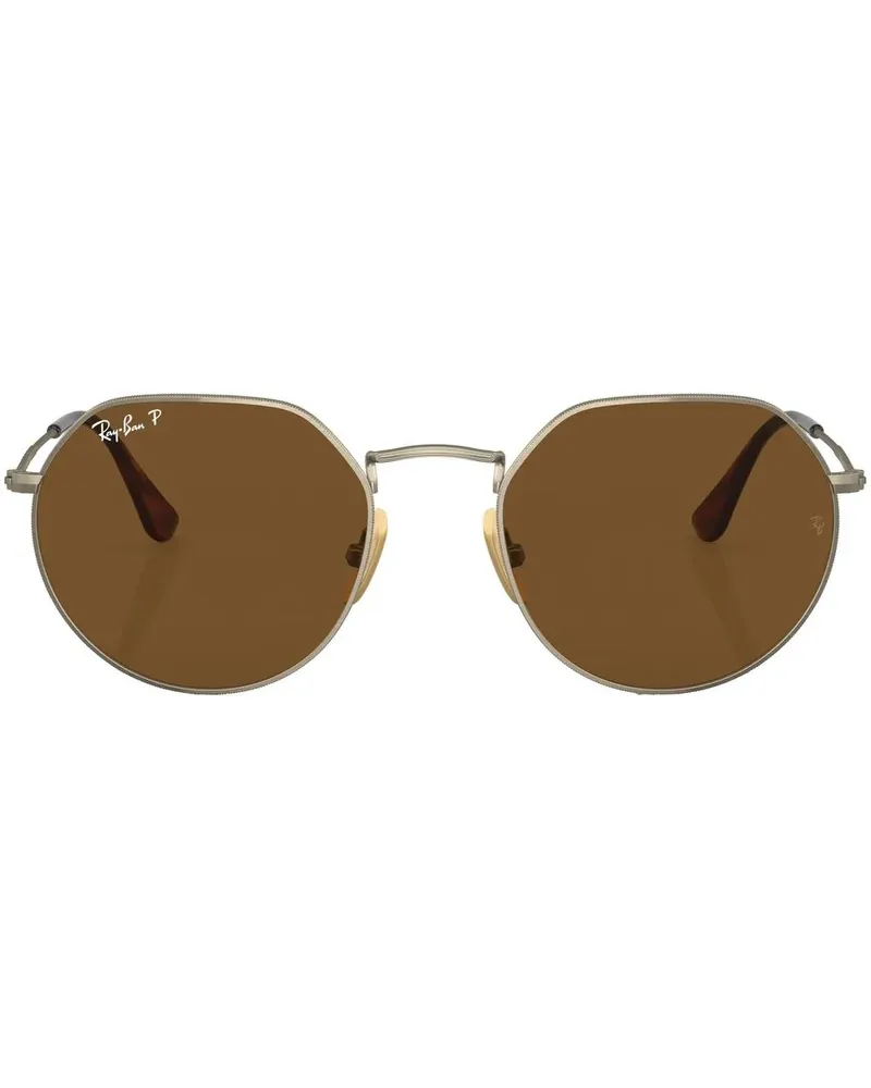 Ray Ban Sonnenbrille mit rundem Gestell - Gold Gold