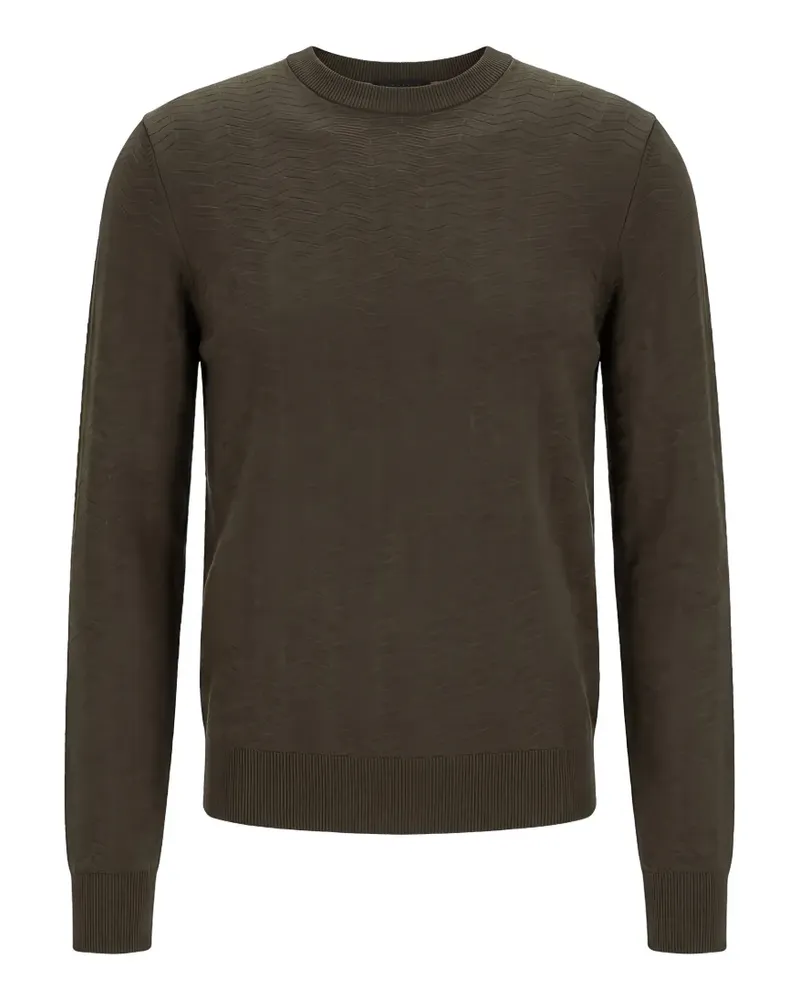 HUGO BOSS Rundhals-Pullover mit Zickzackmuster - Braun Braun
