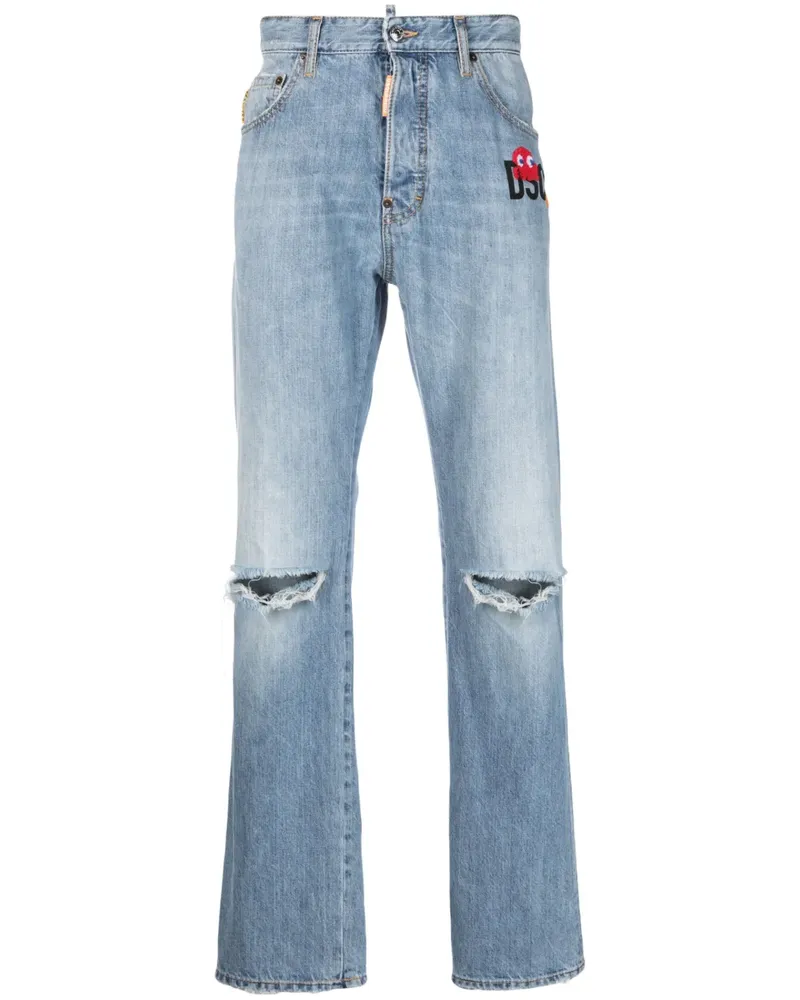 Dsquared2 Bootcut-Jeans mit Logo-Print - Blau Blau