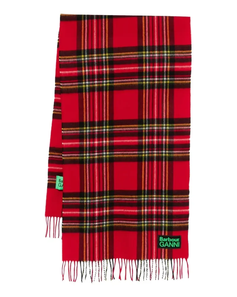 Barbour x GANNI check fringed scarf - Rot Rot