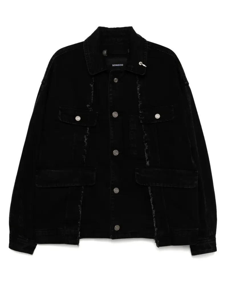 SONGZIO Asymmetrische Jeansjacke - Schwarz Schwarz