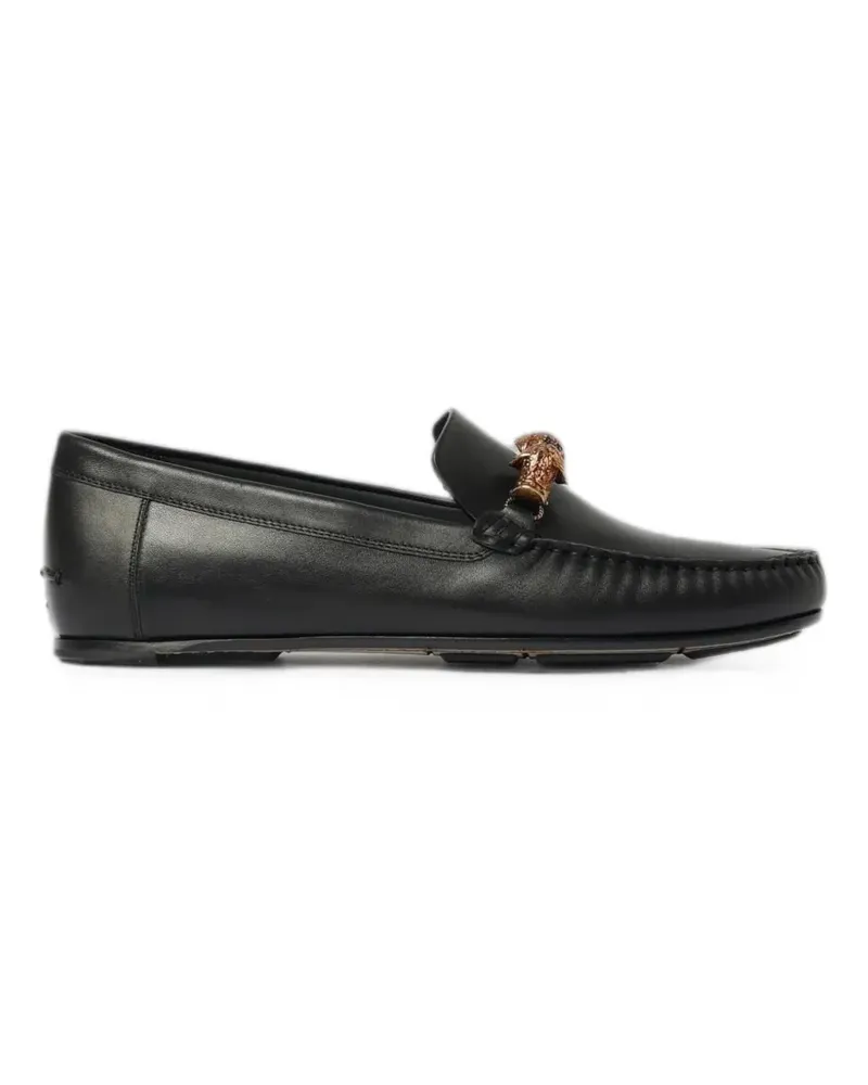 Manolo Blahnik animal-plaque leather loafers - Schwarz Schwarz