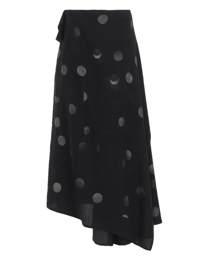 Yohji Yamamoto Asymmetrischer Rock mit Polka Dots - Schwarz Schwarz