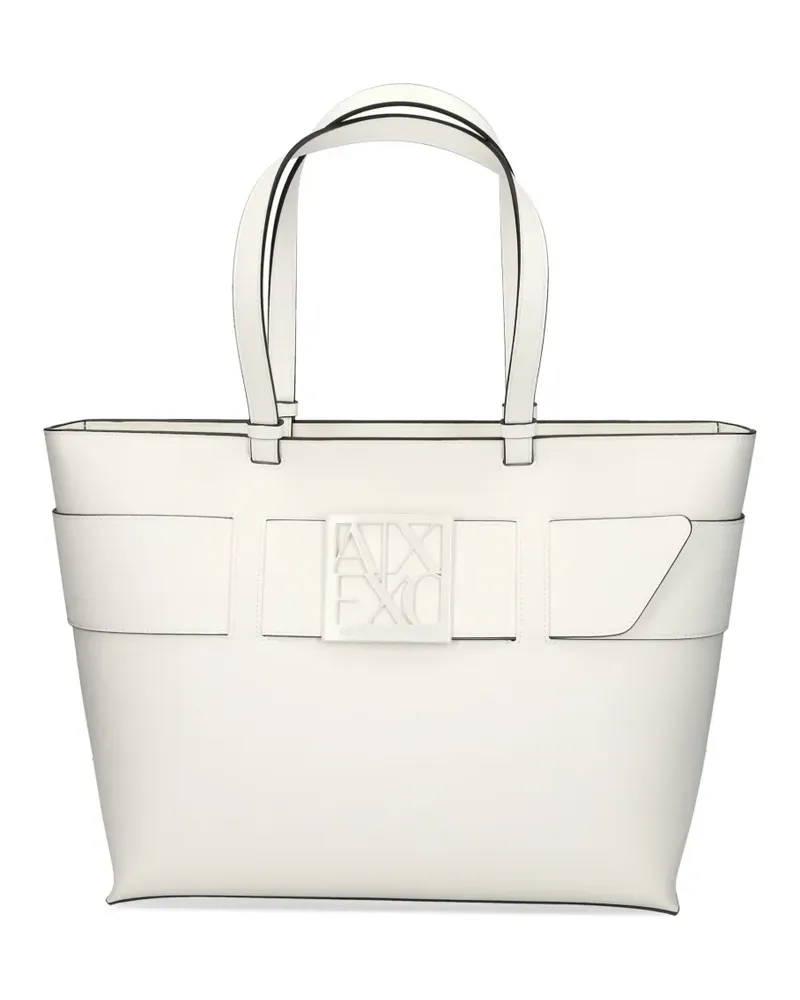 Armani Exchange Handtasche mit Logo-Schild - Weiß Weiß