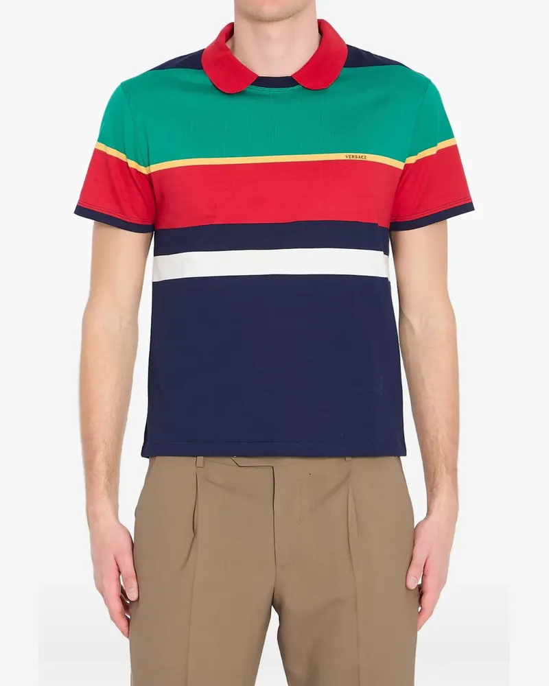 Versace striped logo T-shirt - Blau Blau