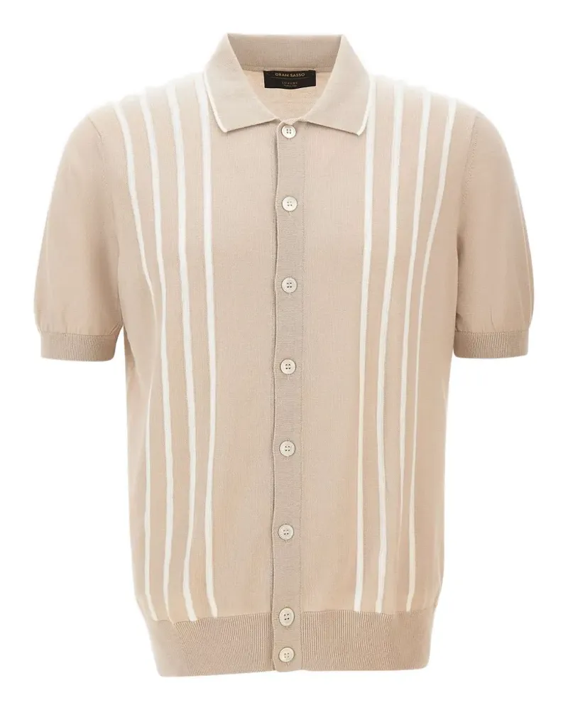 Gran Sasso stripe-detail fine-knit shirt - Nude Nude