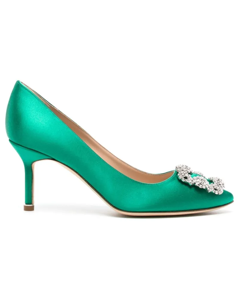 Manolo Blahnik Hangisi Pumps mit Kristallen 70mm - Grün Grün