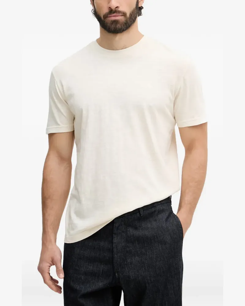 Gant slub-texture logo-embroidered T-shirt - Nude Nude