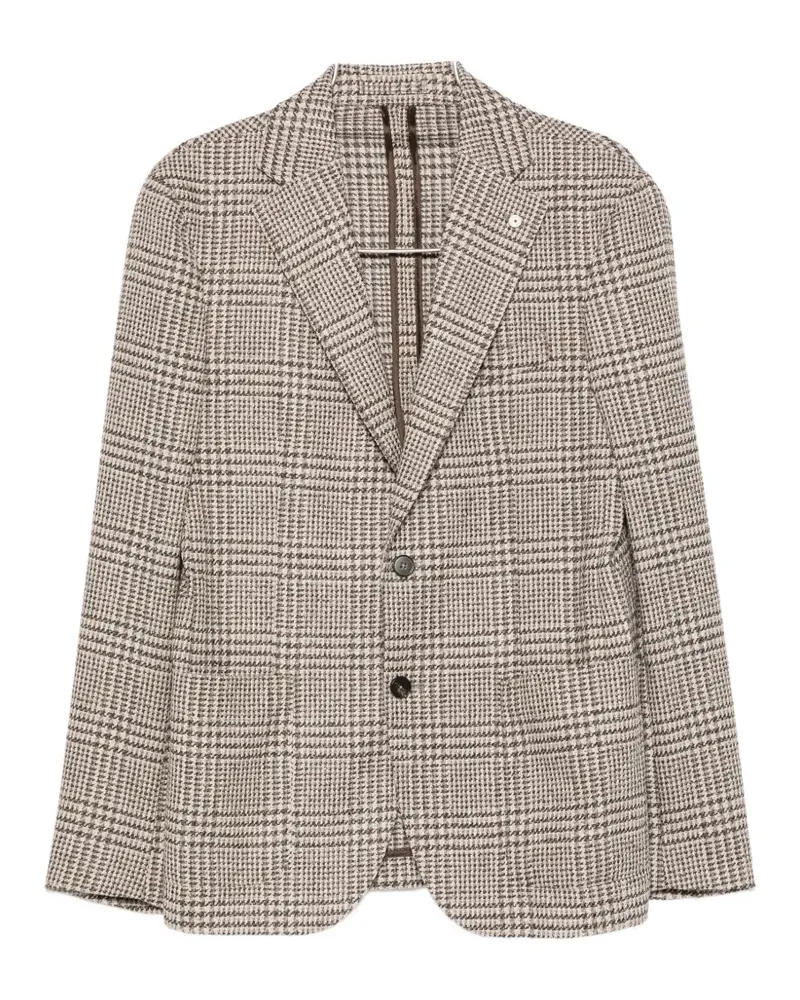 Luigi Bianchi Mantova Prince of Wales check blazer - Nude Nude