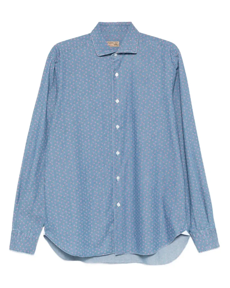 BARBA Gemustertes Hemd - Blau Blau