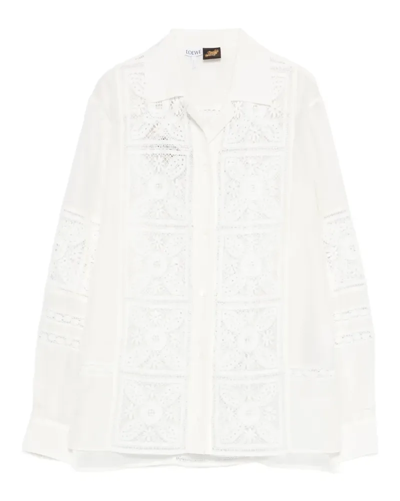 Loewe x Paula's Ibiza Hemd mit Spitzeneinsatz - Weiß Weiß