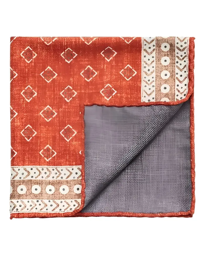 Brunello Cucinelli Gemusterter Seidenschal mit eckiger Tasche - Orange Orange