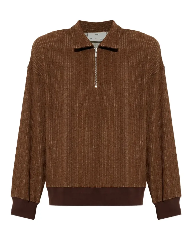 Song For The Mute ribbed-knit zip-up polo shirt - Braun Braun