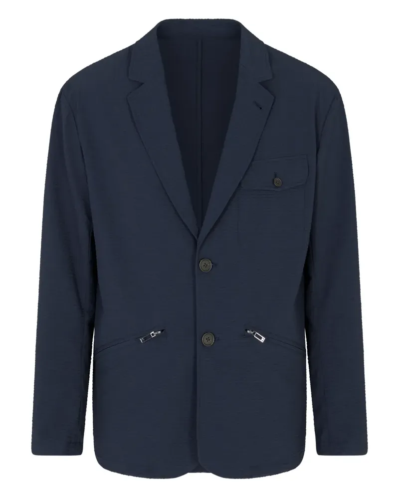 Emporio Armani Strukturierter Blazer mit Reißverschlusstaschen - Blau Blau