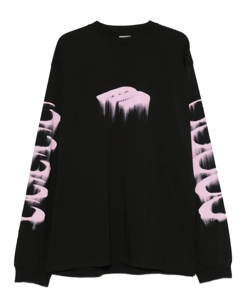 Balenciaga Langarmshirt mit grafischem Print - Schwarz Schwarz