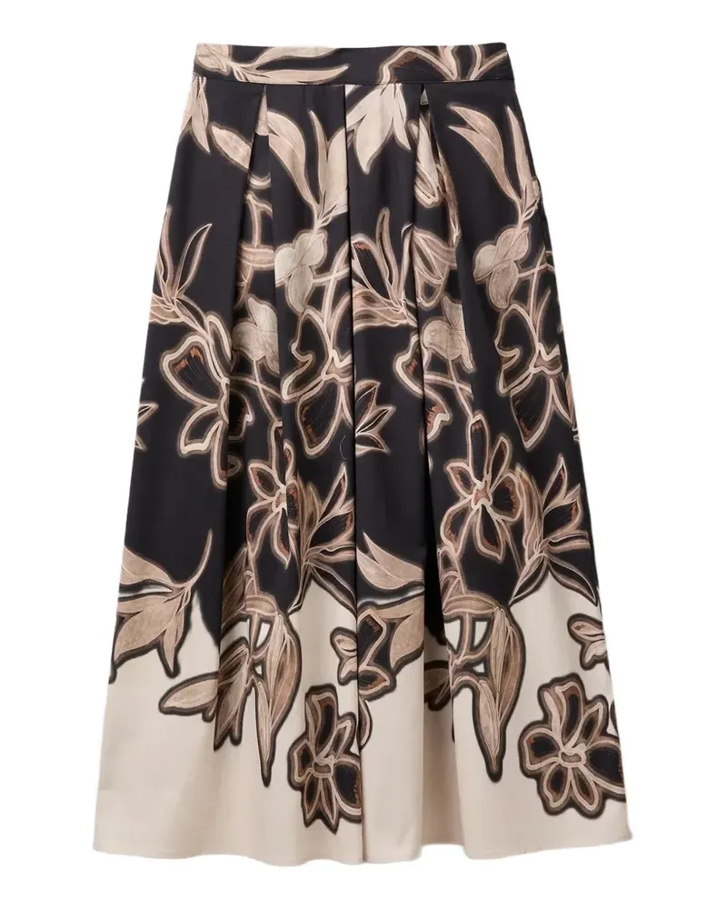 Benetton floral-print pleated midi skirt - Schwarz Schwarz