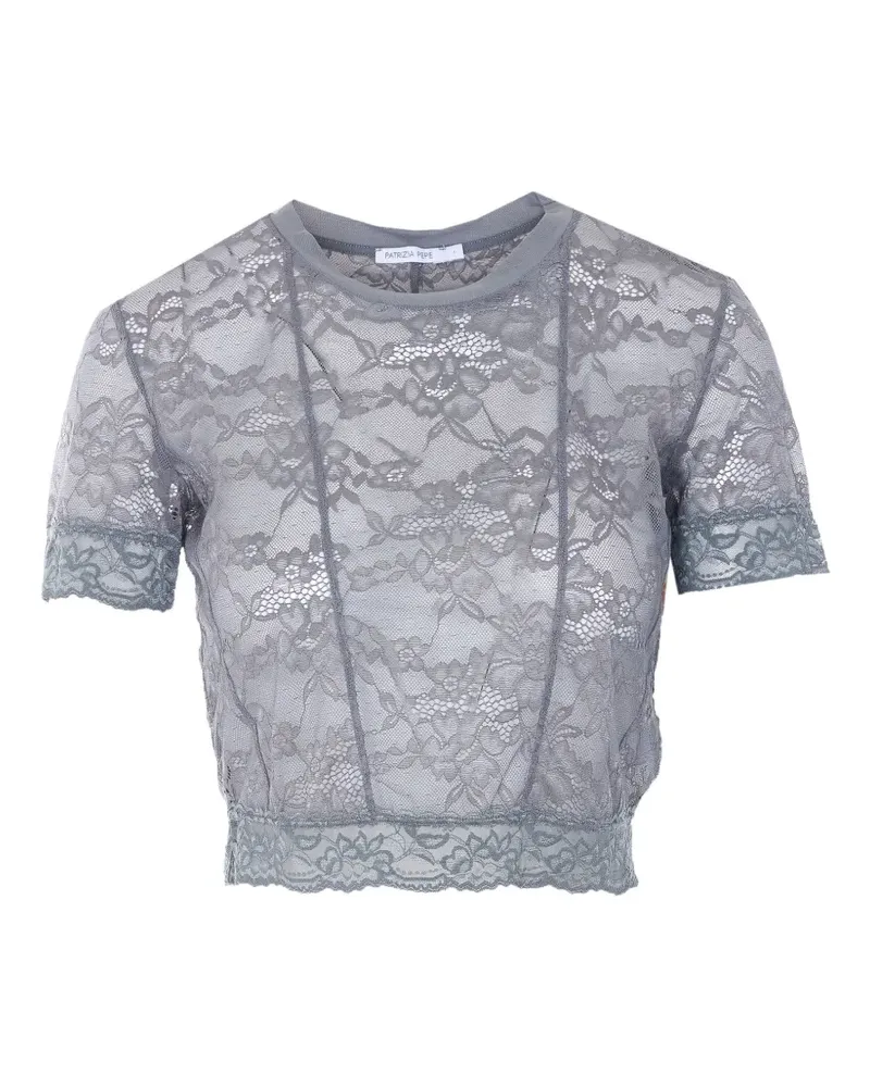 Patrizia Pepe lace-embroidered T-shirt - Grau Grau