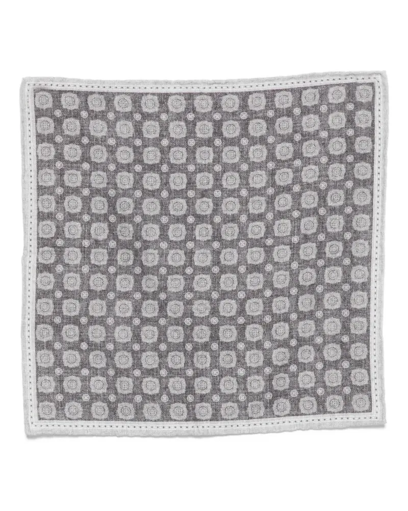 Eleventy Geometrisch gemustertes Einstecktuch - Grau Grau
