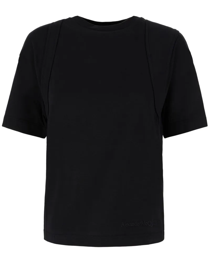 Alexander McQueen T-Shirt mit Logo-Stickerei - Schwarz Schwarz