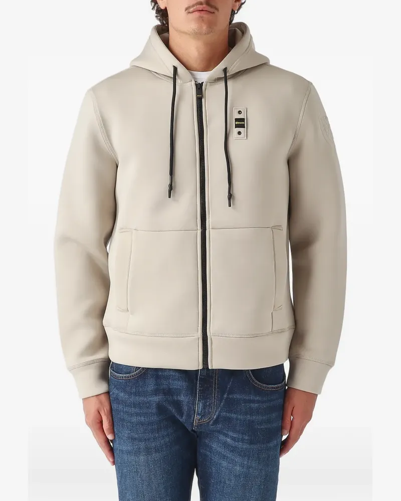 Blauer Colby logo-patch zip-up hoodie - Grau Grau