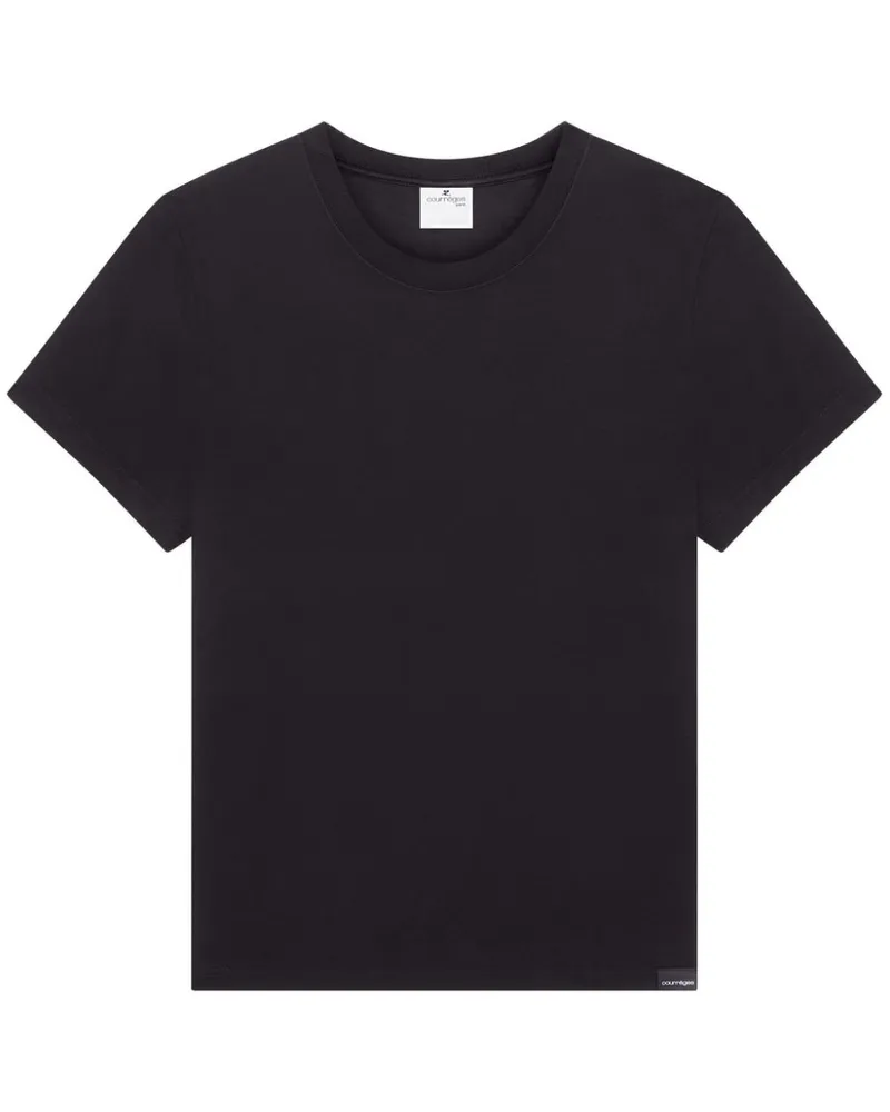 Courrèges T-Shirt mit Logo-Stickerei Schwarz