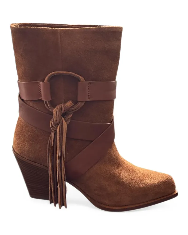 Vic Matié H10 Jolene West Stiefel mit Wickelriemen und Quasten - Braun Braun