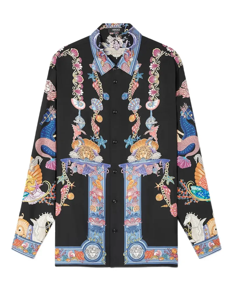 Versace Coral Theatre Seidenhemd - Schwarz Schwarz