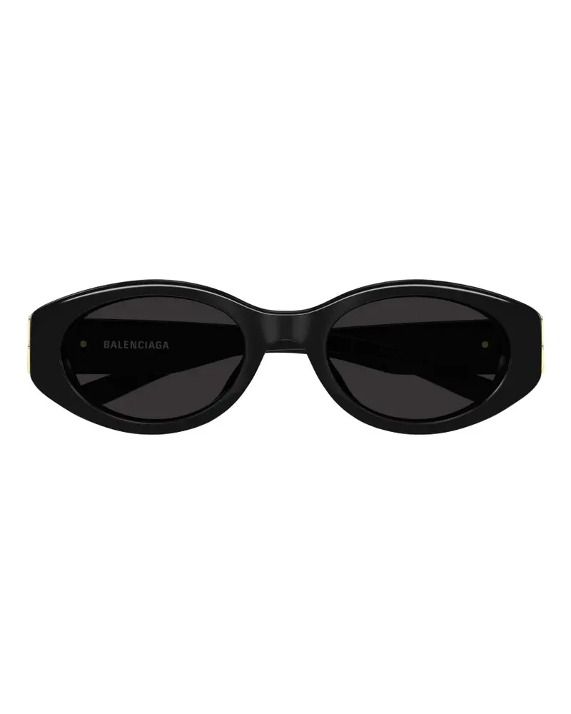 Balenciaga BB logo-plaque oval-frame sunglasses - Schwarz Schwarz