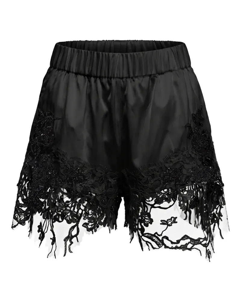 ALMAZ lace-trim mini shorts - Schwarz Schwarz