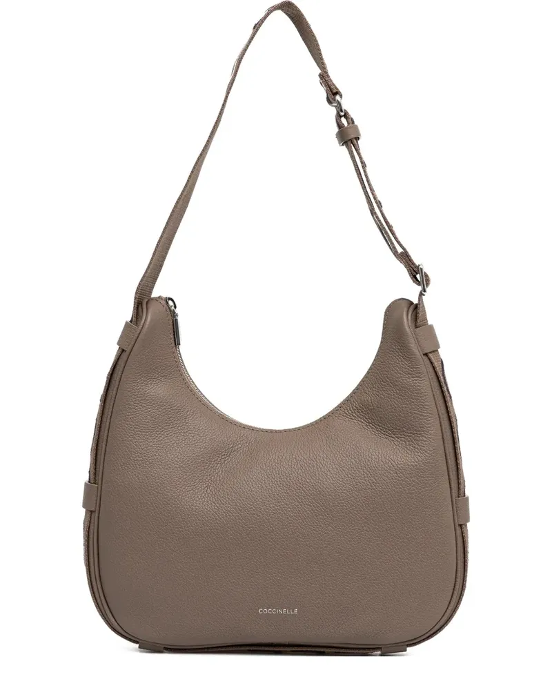 Coccinelle logo-strap zip-up tote bag - Nude Nude