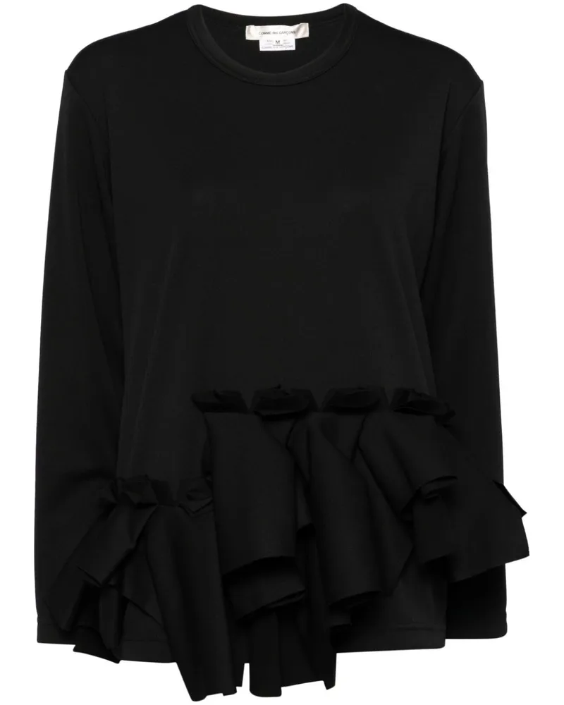 Comme des Garçons Langärmeliges Rüschentop - Schwarz Schwarz
