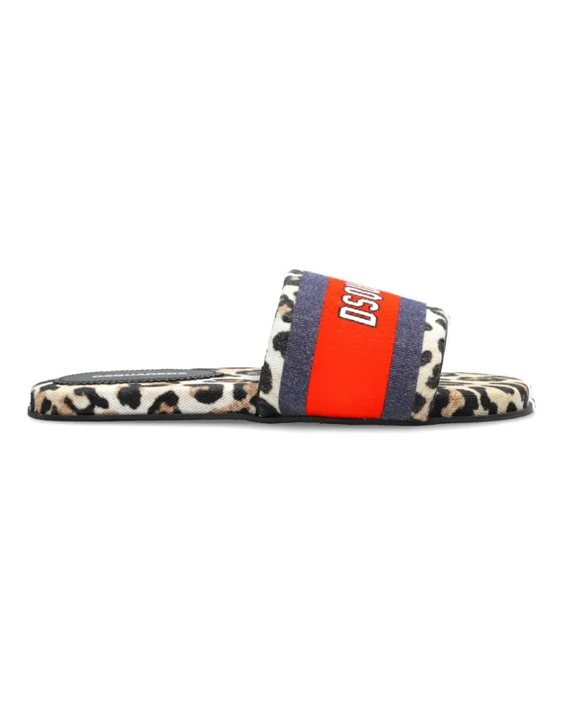 Dsquared2 leopard-print logo-patch sandals - Nude Nude