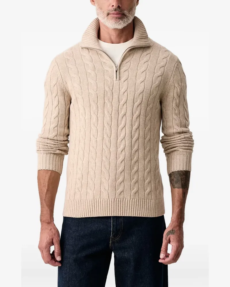 MC2 Saint Barth cable-knit quarter-zip sweater - Nude Nude